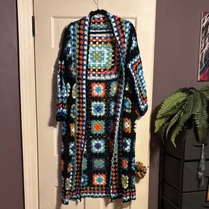 POL granny square full length Crochet Cardigan